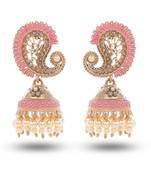 Lightweight Metal With Beautiful Pink Meenakari Jhumka Earrings