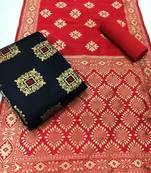  Black Banarasi silk Unstitched dress material