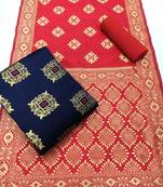  Blue Banarasi silk Unstitched dress material