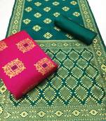 Pink Banarasi silk Unstitched dress material