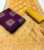 Purple Banarasi silk Unstitched dress material