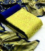 Lemon Banarasi silk Unstitched dress material