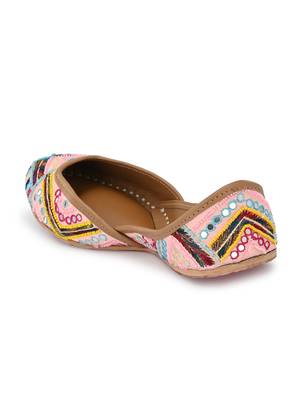 Sringam Women Pink Embroidered Handcrafted Mojaris 2