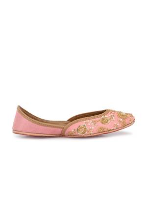 Sringam Women Pink Embroidered Handcrafted Mojaris 3