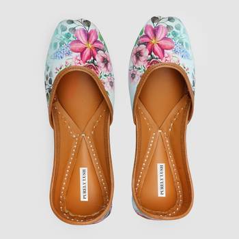 Light Blue Floral Digital Print Jutti  1
