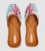 Light Blue Floral Digital Print Jutti 