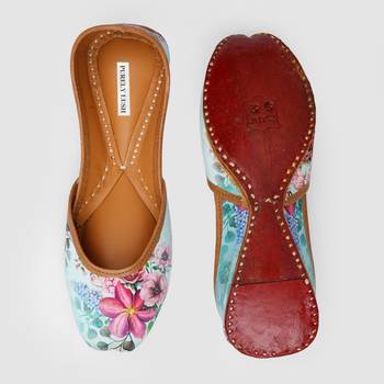 Light Blue Floral Digital Print Jutti  2