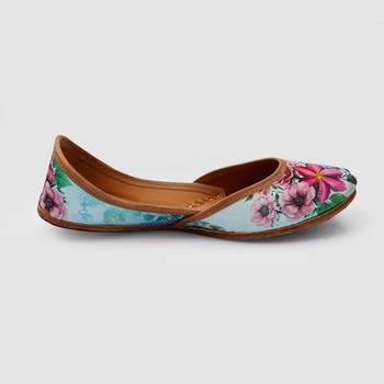 Light Blue Floral Digital Print Jutti  3