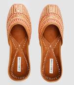 Peach Embroidered Jaipuri Mojari