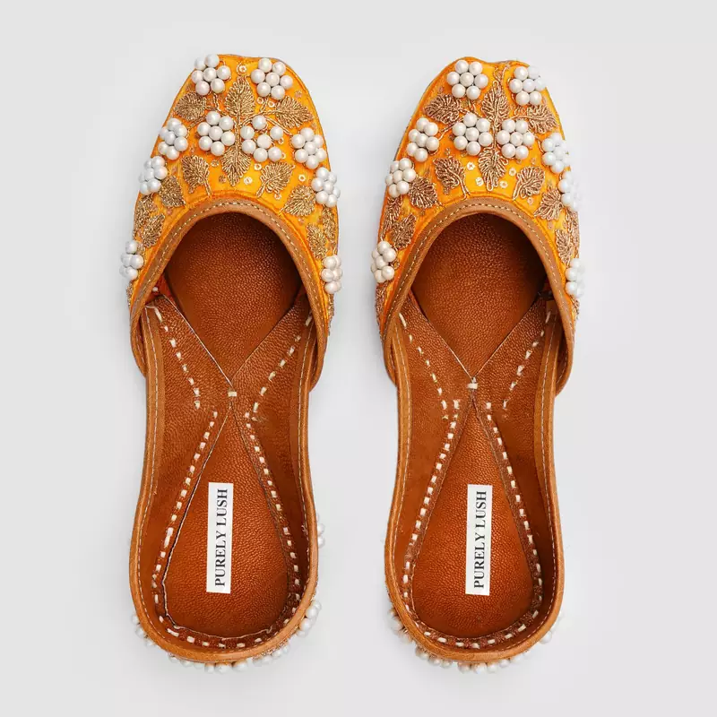 Yellow Pearl Embroidered Jutti