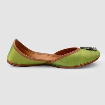 Green Mirror Rustic Embellished Jutti 4