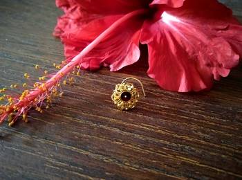 Sizzling Gold Meenakari cubic zirconia nose-ring or Nosepin 1