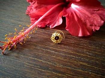 Sizzling Gold Meenakari cubic zirconia nose-ring or Nosepin 2