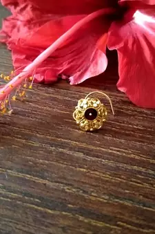 Sizzling Gold Meenakari cubic zirconia nose-ring or Nosepin