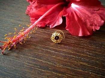 Sizzling Gold Meenakari cubic zirconia nose-ring or Nosepin 3