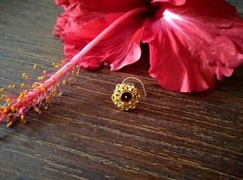 Sizzling Gold Meenakari cubic zirconia nose-ring or Nosepin 4