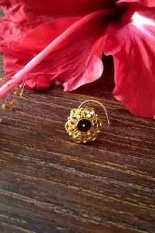 Sizzling Gold Meenakari cubic zirconia nose-ring or Nosepin