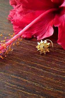 Designer Spiral Gold cubic zirconia nose-ring Nosepin