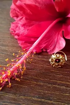 Sizzling Gold Meenakari cubic zirconia nose-ring or Nosepin 	
