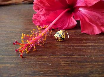 Sizzling gold meenakari cubic zirconia nose-ring or nosepin 3