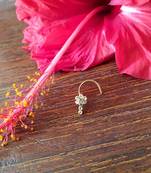  Sizzling gold floral 9 diamond cubic zirconia nose-ring or nosepin