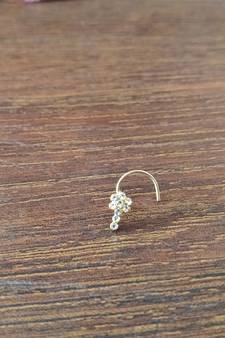 Sizzling gold Floral 9 Diamond cubic zirconia nose-ring or nosepin