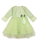 Green embroidered nylon kids-frocks