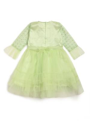 Green embroidered nylon kids-frocks 2