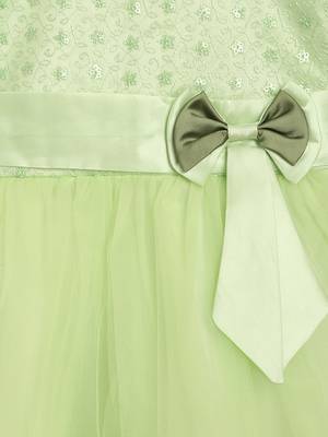 Green embroidered nylon kids-frocks 3
