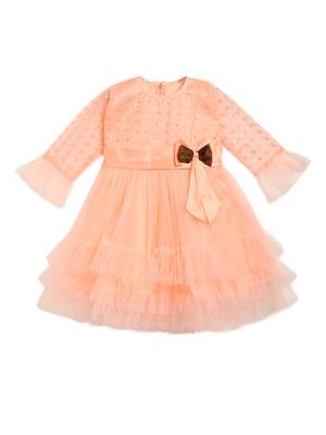 Pink embroidered nylon kids-frocks 1