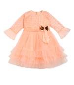 Pink embroidered nylon kids-frocks