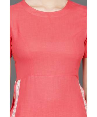 Winter festive pink kurta sharara set with lace embellishment 5