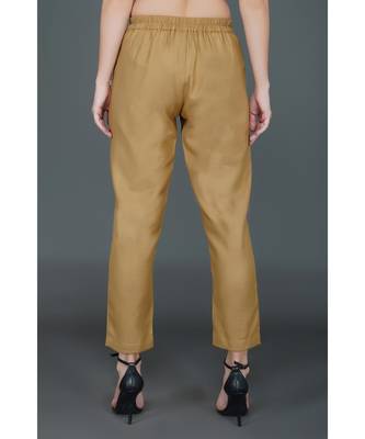 Winter festive set of mustard yellow overlap panel brocade embellished kurta and brown straight pants 6