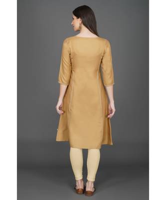Winter festive camel brown kalidaar kurta with antique gold gota embellishment 5