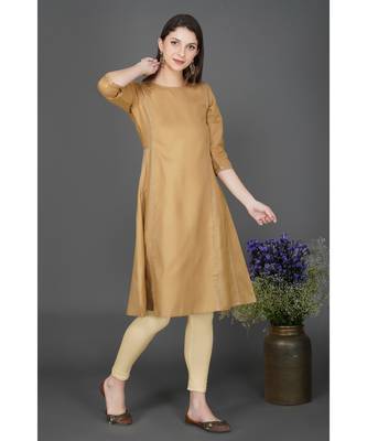 Winter festive camel brown kalidaar kurta with antique gold gota embellishment 6