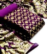 VredeVogel Purple Banarasi silk Unstitched dress material