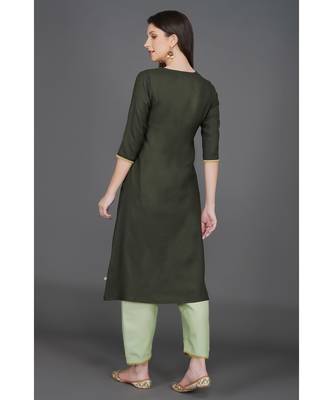 Winter festive dark green v neck kurta with gota embellishments and lace 6
