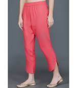 Winter festive set of pink lace and gota embellished kurta and petal hem pant