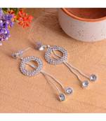 Silver Chained Earrings with Silver diamond