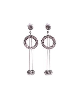 Silver Chained Earrings with Silver diamond 2