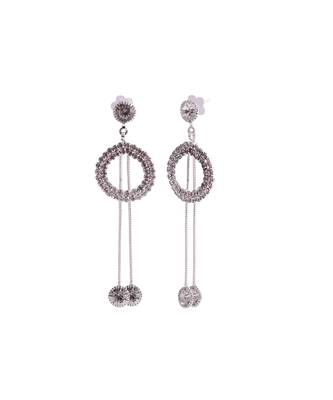Silver Chained Earrings with Silver diamond 3