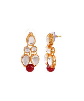 GOLD PLATED With Maroon Pearl DESIGNER Kundan Necklace Set With Mang Tika 5