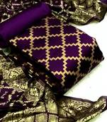 VredeVogel Purple Banarasi silk Unstitched dress material