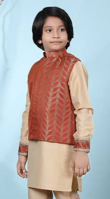 Brown embroidered jamwar boys-nehru-jacket 2
