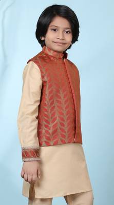 Brown embroidered jamwar boys-nehru-jacket 3