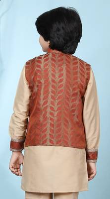 Brown embroidered jamwar boys-nehru-jacket 4