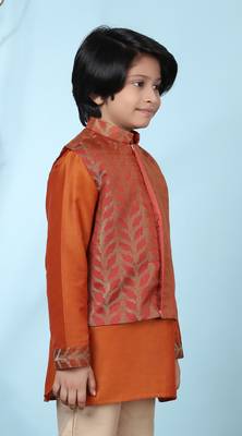 Brown embroidered jamwar boys-nehru-jacket 3