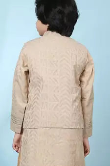 Beige embroidered banarasi silk boys-nehru-jacket