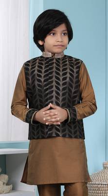 Black embroidered jamwar boys-nehru-jacket 1
