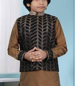 Black embroidered jamwar boys-nehru-jacket